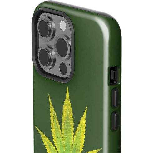Marijuana Leaf Light Green iPhone 15 Pro Impact Case