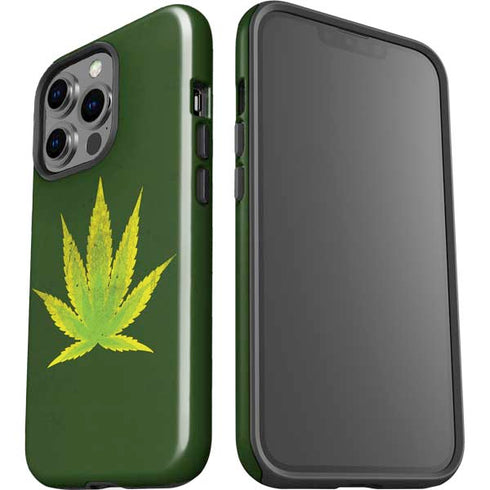 Marijuana Leaf Light Green iPhone 14 Pro Impact Case