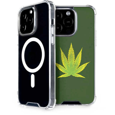Marijuana Leaf Light Green iPhone 14 Pro MagSafe Case