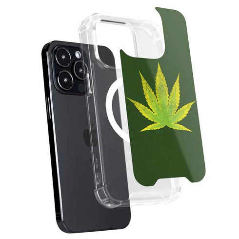 Marijuana Leaf Light Green iPhone 15 Pro MagSafe Case