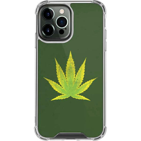 Marijuana Leaf Light Green iPhone 14 Pro Max Clear Case