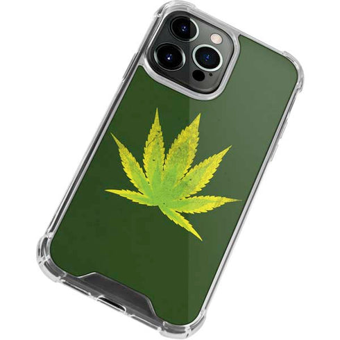 Marijuana Leaf Light Green iPhone 15 Pro Max Clear Case