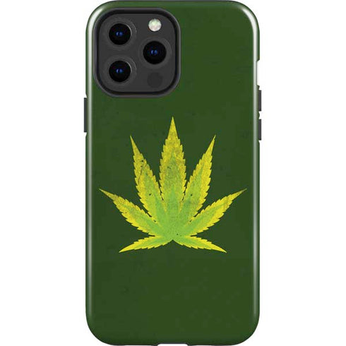 Marijuana Leaf Light Green iPhone 15 Pro Max Impact Case