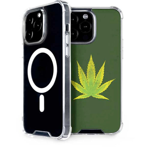 Marijuana Leaf Light Green iPhone 14 Pro Max MagSafe Case