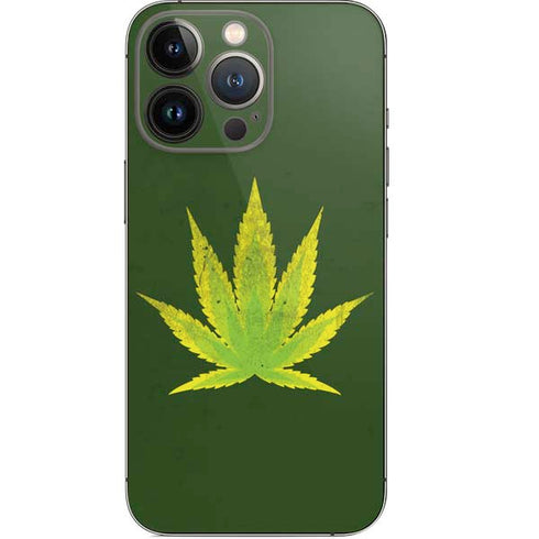 Marijuana Leaf Light Green iPhone 14 Pro Skin