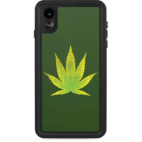 Marijuana Leaf Light Green iPhone XR Waterproof Case