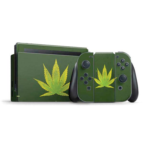 Marijuana Leaf Light Green Nintendo Switch Bundle Skin