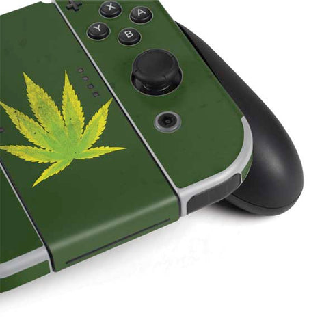 Marijuana Leaf Light Green Nintendo Switch OLED (2021) Skin