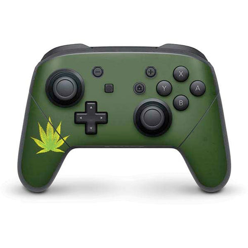 Marijuana Leaf Light Green Nintendo Switch Pro Controller Skin