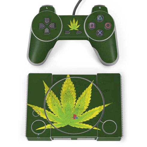 Marijuana Leaf Light Green PlayStation Classic Bundle Skin