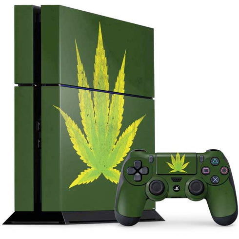 Marijuana Leaf Light Green PS4 Console and Controller Bundle Skin