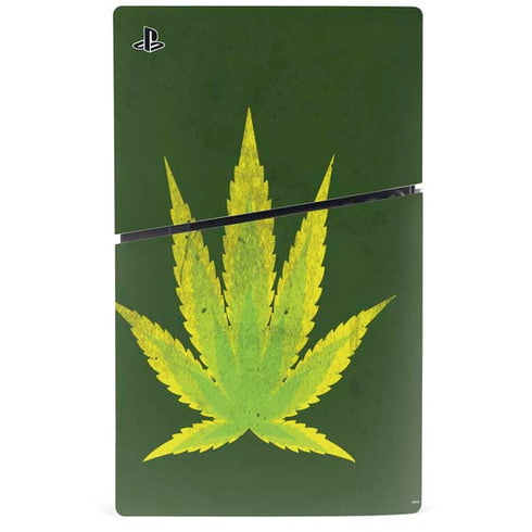 Marijuana Leaf Light Green PS5 Slim Disk Bundle Skin