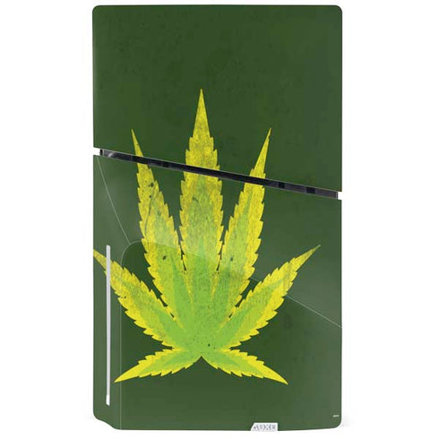 Marijuana Leaf Light Green PS5 Slim Disk Bundle Skin