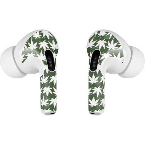 Marijuana Leaf White Pattern AirPods Pro 2nd Gen Skin