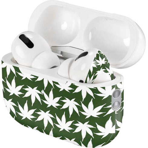 Marijuana Leaf White Pattern AirPods Pro 2nd Gen Skin