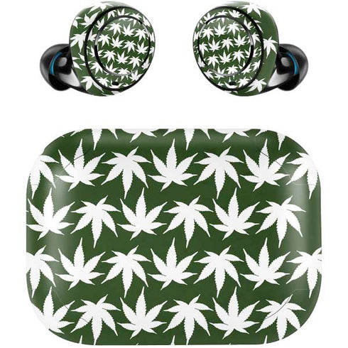 Marijuana Leaf White Pattern Amazon Echo Buds Skin