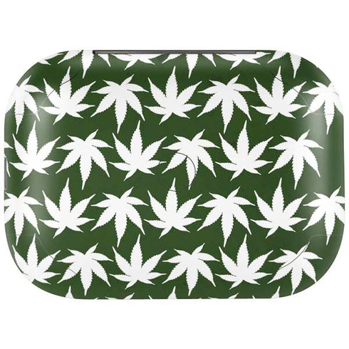 Marijuana Leaf White Pattern Amazon Echo Buds Skin