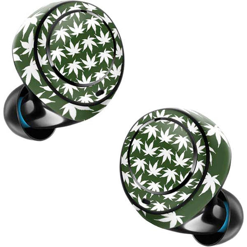 Marijuana Leaf White Pattern Amazon Echo Buds Skin