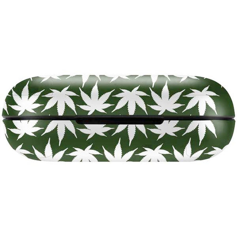 Marijuana Leaf White Pattern Amazon Echo Buds Skin