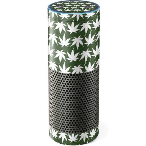 Marijuana Leaf White Pattern Amazon Echo Skin