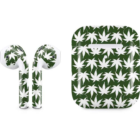 Marijuana Leaf White Pattern Apple AirPods 2 Skin