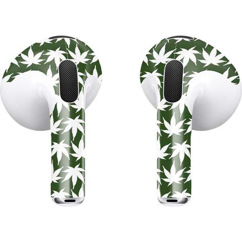 Marijuana Leaf White Pattern Apple AirPods (3rd Gen 2021) Skin