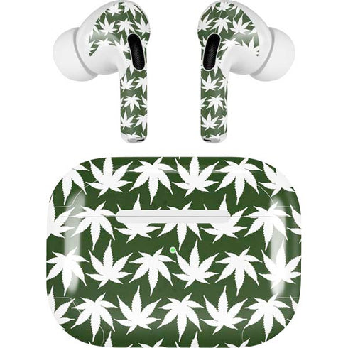 Marijuana Leaf White Pattern Apple AirPods Pro Skin