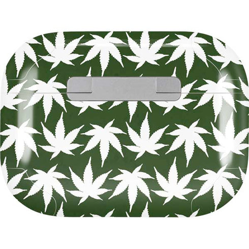 Marijuana Leaf White Pattern Apple AirPods Pro Skin