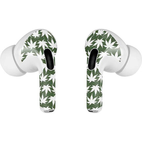 Marijuana Leaf White Pattern Apple AirPods Pro Skin