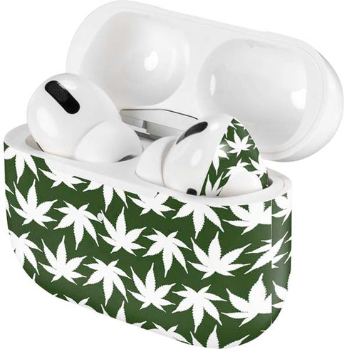 Marijuana Leaf White Pattern Apple AirPods Pro Skin