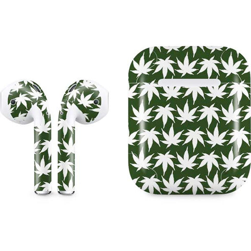 Marijuana Leaf White Pattern Apple AirPods Skin