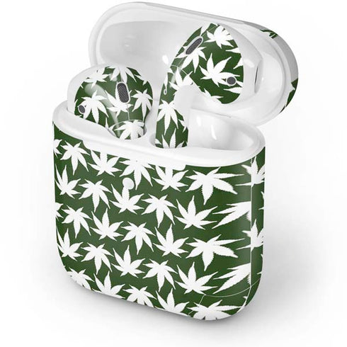 Marijuana Leaf White Pattern Apple AirPods Skin