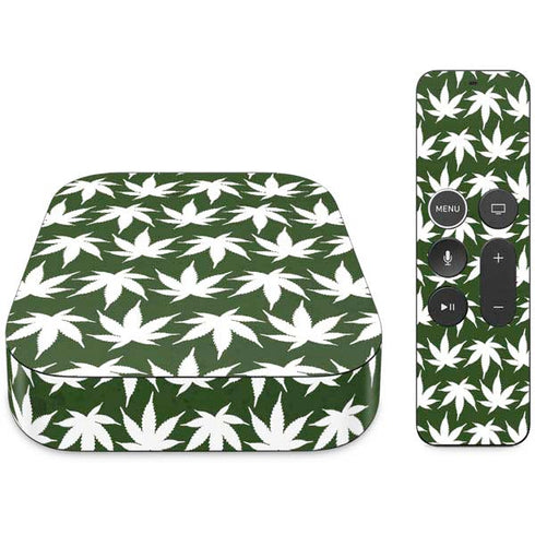 Marijuana Leaf White Pattern Apple TV Skin