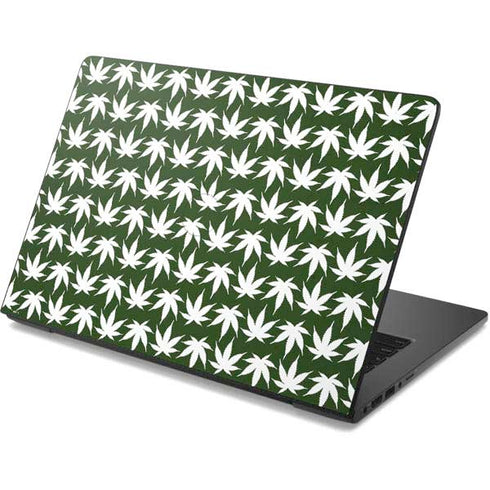Marijuana Leaf White Pattern Dell Chromebook Skin