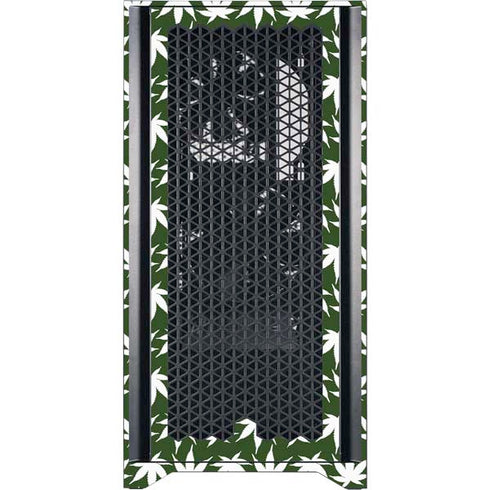 Marijuana Leaf White Pattern Corsair 4000D Tempered Glass Mid-Tower ATX Case Skin