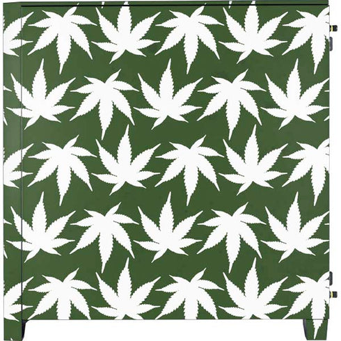 Marijuana Leaf White Pattern Corsair 4000D Tempered Glass Mid-Tower ATX Case Skin