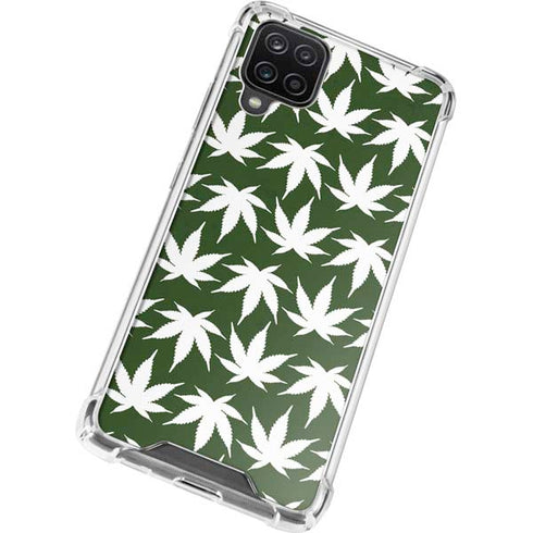 Marijuana Leaf White Pattern Galaxy A12 Clear Case