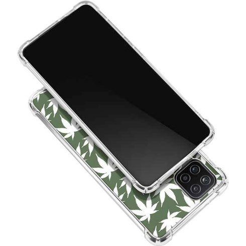 Marijuana Leaf White Pattern Galaxy A12 Clear Case