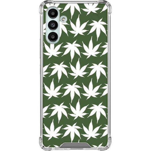 Marijuana Leaf White Pattern Galaxy A13 5G Clear Case