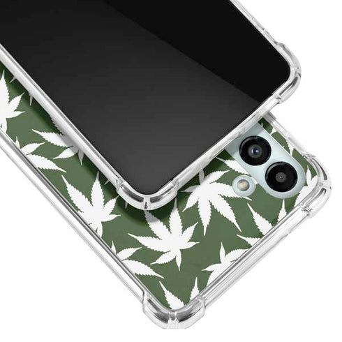 Marijuana Leaf White Pattern Galaxy A13 5G Clear Case