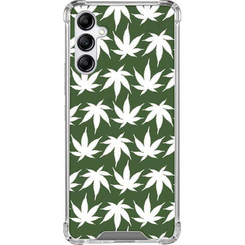 Marijuana Leaf White Pattern Galaxy A14 5G Clear Case