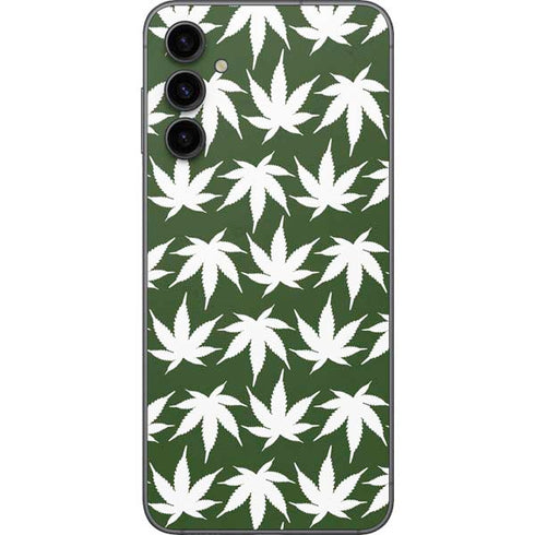 Marijuana Leaf White Pattern Galaxy A14 5G Skin