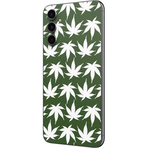 Marijuana Leaf White Pattern Galaxy A14 5G Skin