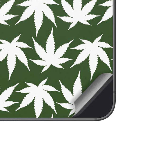 Marijuana Leaf White Pattern Galaxy A14 5G Skin