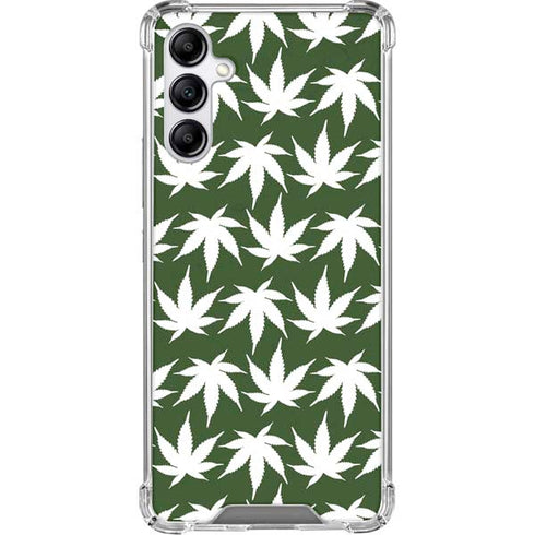 Marijuana Leaf White Pattern Galaxy A15 5G Clear Case