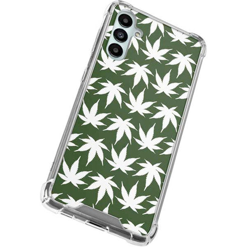 Marijuana Leaf White Pattern Galaxy A15 5G Clear Case