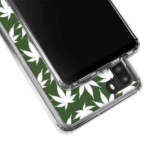 Marijuana Leaf White Pattern Galaxy A21 Clear Case
