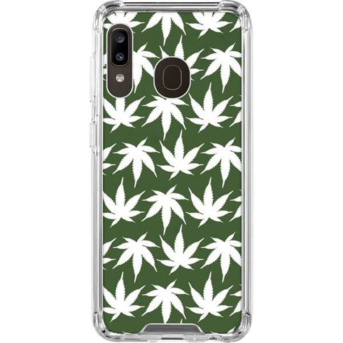 Marijuana Leaf White Pattern Galaxy A30 Clear Case