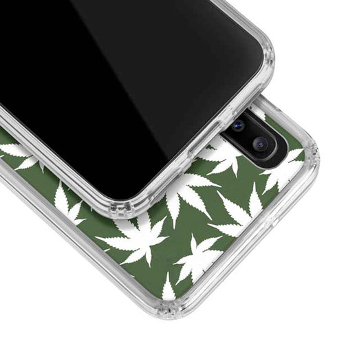 Marijuana Leaf White Pattern Galaxy A30 Clear Case