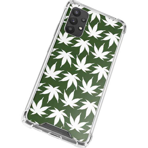 Marijuana Leaf White Pattern Galaxy A32 5G Clear Case